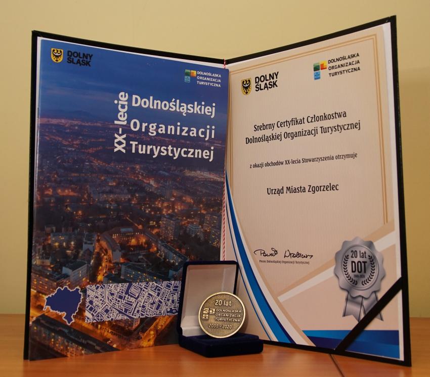 Srebrny Certyfikat Członkostwa Dolnośląskiej Organizacji Turystycznej dla Miasta Zgorzelec