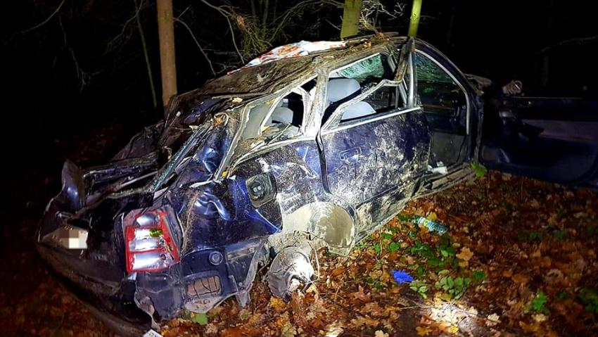 Audi po wypadku / fot. OSP KSRG Sieniawka