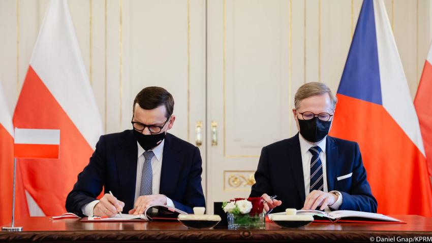 Szefowie rządów Polski i Czech: Mateusz Morawiecki i Petr Fiala / fot. Daniel Gnap / KPRM