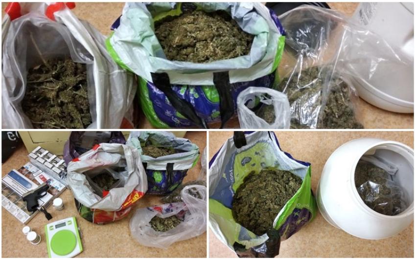 Posiadał znaczną ilość narkotyków i pistolet gazowy – policjanci zabezpieczyli ponad kilogram marihuany (fot.: KPP Zgorzelec)