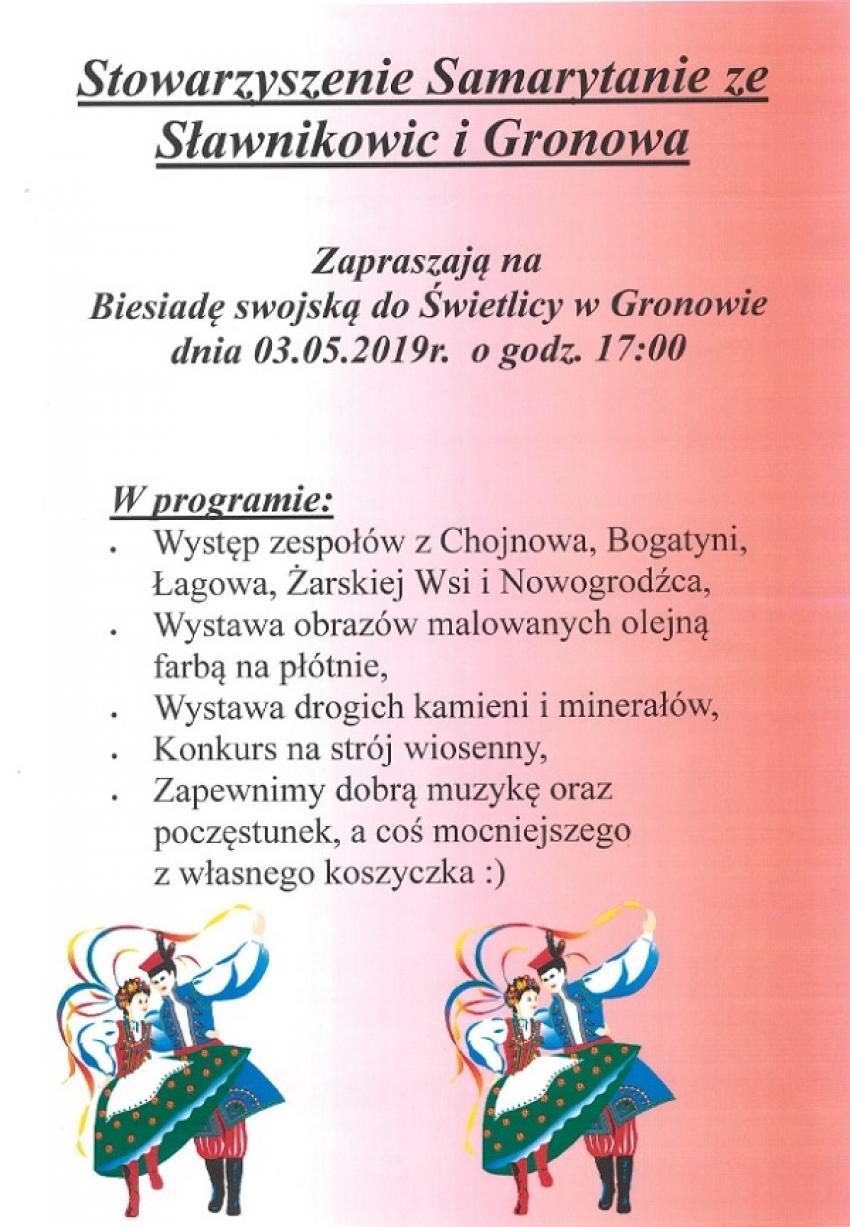 Biesiada swojska w Gronowie - program