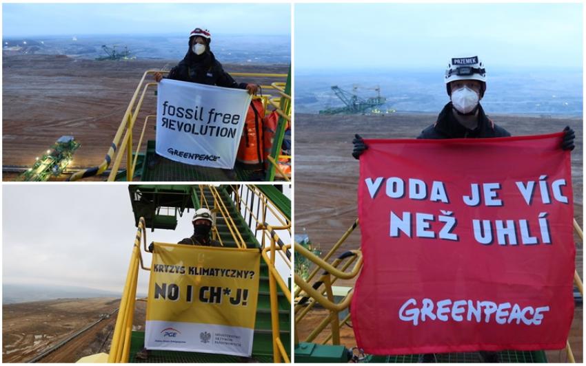 Protest aktywistów Greenpeace Polska na terenie KWB Turów / fot. Greenpeace Polska