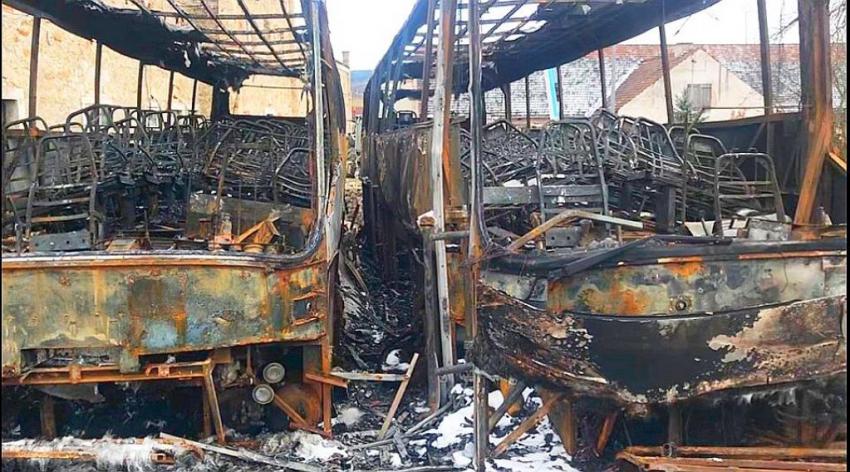 Spalone autobusy w Bogatyni / fot. patriot24.net