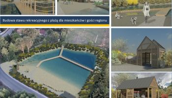 Budowa ekologicznego stawu rekreacyjnego z plażą dla mieszkańców i gości regionu - wizualizacja
