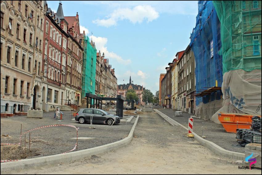 Ulica Bohaterów Getta w Zgorzelcu w trakcie przebudowy