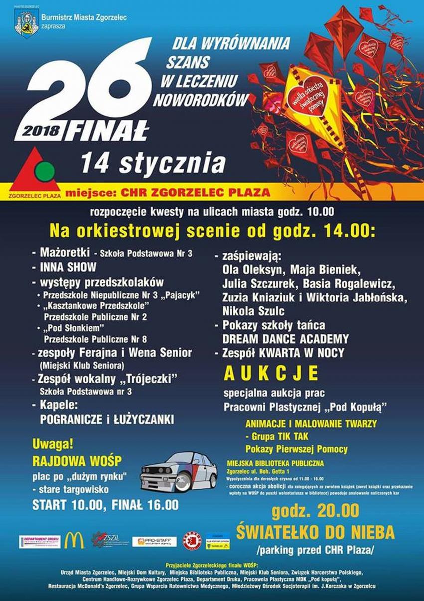 Program 26. finału WOŚP w Zgorzelcu
