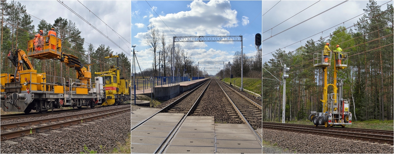 Rozwieszanie sieci trakcyjnej na linii Węgliniec – Zgorzelec / fot. PKP Polskie Linie Kolejowe S.A.