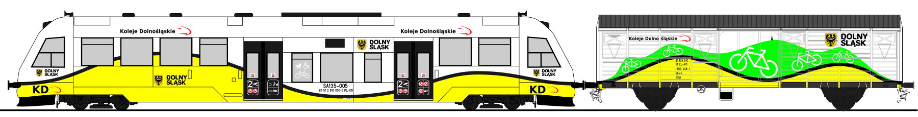 Wizualizacja wagonu rowerowego Kolei Dolnośląskich